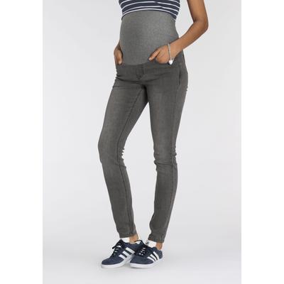 Umstandsjeans NEUN MONATE "Stretch-Jeans für Schwangerschaft und Stillzeit" Gr. 36, N-Gr, grau (grey-used) Damen Jeans schmale Beinform, hohe Taille, langes Bein