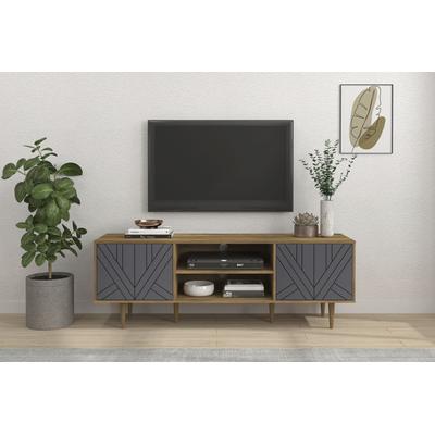 Lowboard INOSIGN "Adeen", grau (natur, grau), B:160cm H:55cm T:40cm, MDF, Massivholz, Sideboards, Kommode im zeitlosen Design Image