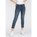 7/8-Jeans HERRLICHER "GINA CROPPED POWERSTRETCH" Gr. 27, N-Gr, blau (medium 055) Damen Jeans Röhrenjeans