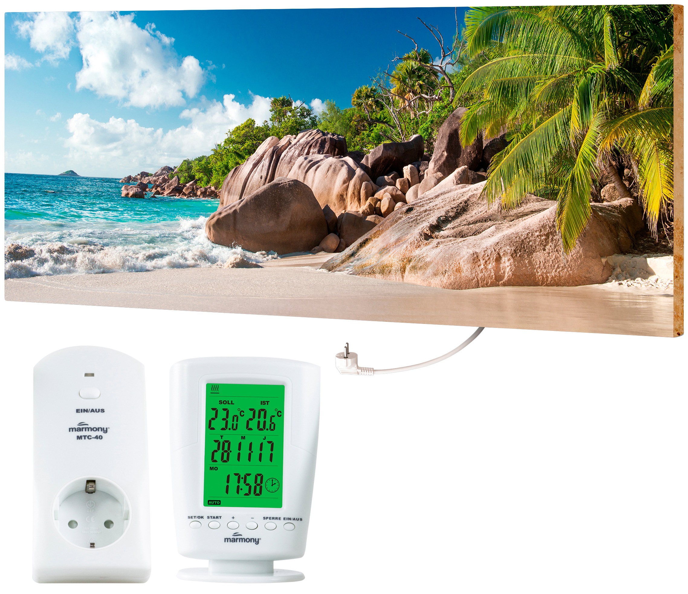 MARMONY Infrarotheizung "MOTIV-Heizkörper "Blue Lagoon", 800 Watt", naturstein oder marmor, B/H/T: 100cm x 40cm x 2cm, 800 W, Heizkörper