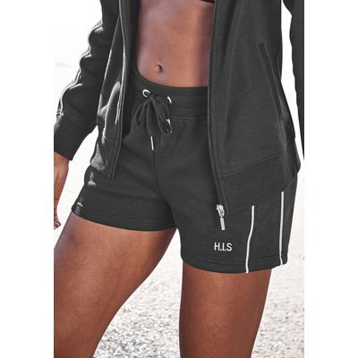 Shorts H.I.S, Damen, Gr. 40/42, N-Gr, blau (marine), Interlock, Obermaterial: 60% Baumwolle, 40% Polyester, unifarben, Basic, bequem ca. Mitte Oberschenkel, Hosen, mit Piping an der Seite Image