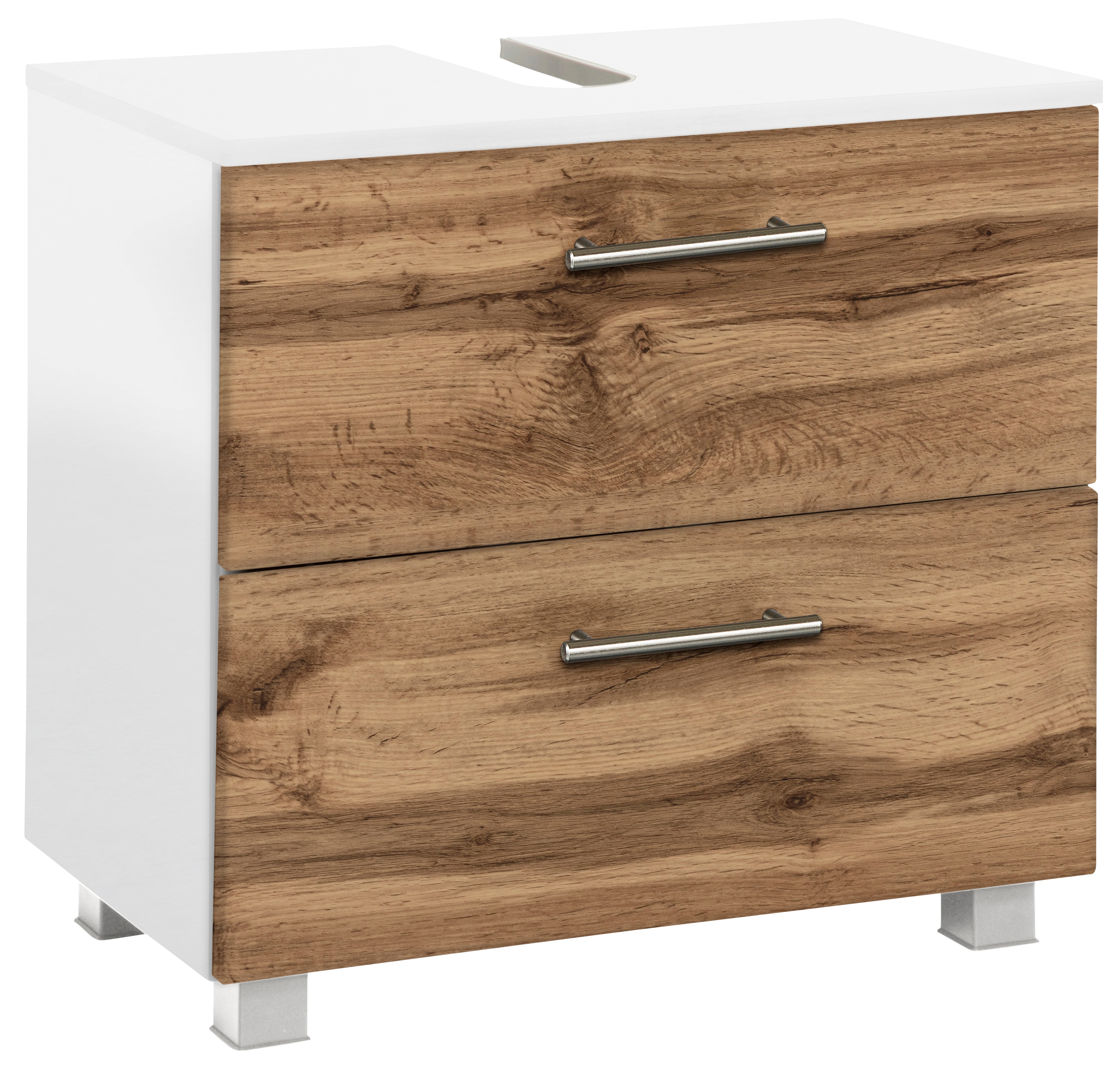 Waschbeckenunterschrank WELLTIME "Trento, verschiedene Ausführungen und Farben", braun (wotaneiche), B:60cm H:54cm T:35cm, MDF, Schränke, Badmöbel, Breite 60 cm