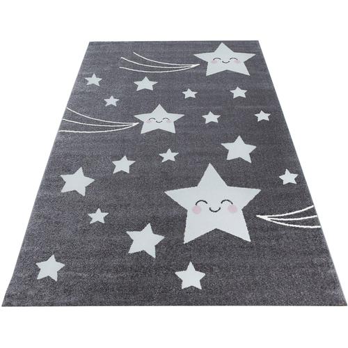 Kinderteppich AYYILDIZ TEPPICHE ""Kids 610"" Teppiche Gr. B: 80cm, 12mm, L: 150cm, grau Kinder Motiv Sterne, Kurzflor