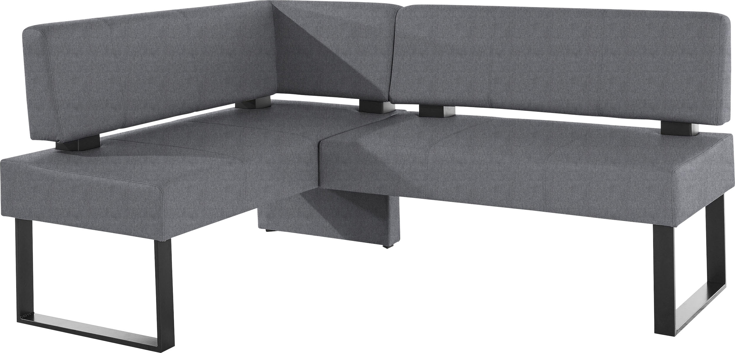 Eckbank HOME AFFAIRE "Oliver mit Metallgestell, Küchenbank", grau (dunkelgrau (fantasy 8201), schwarz), B:220cm H:89cm T:160cm, Holzwerkstoff, Massivholz, Polyester, Sitzbänke, verschiedene Bezüge Cord Esszimmerbank OTTOs Choice