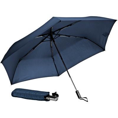 Taschenregenschirm EUROSCHIRM "Automatik 3224, marineblau", blau (marineblau), Bezug: 100% Polyester, uni, Regenschirme, besonders leicht, extra flach, mit Automatik Image