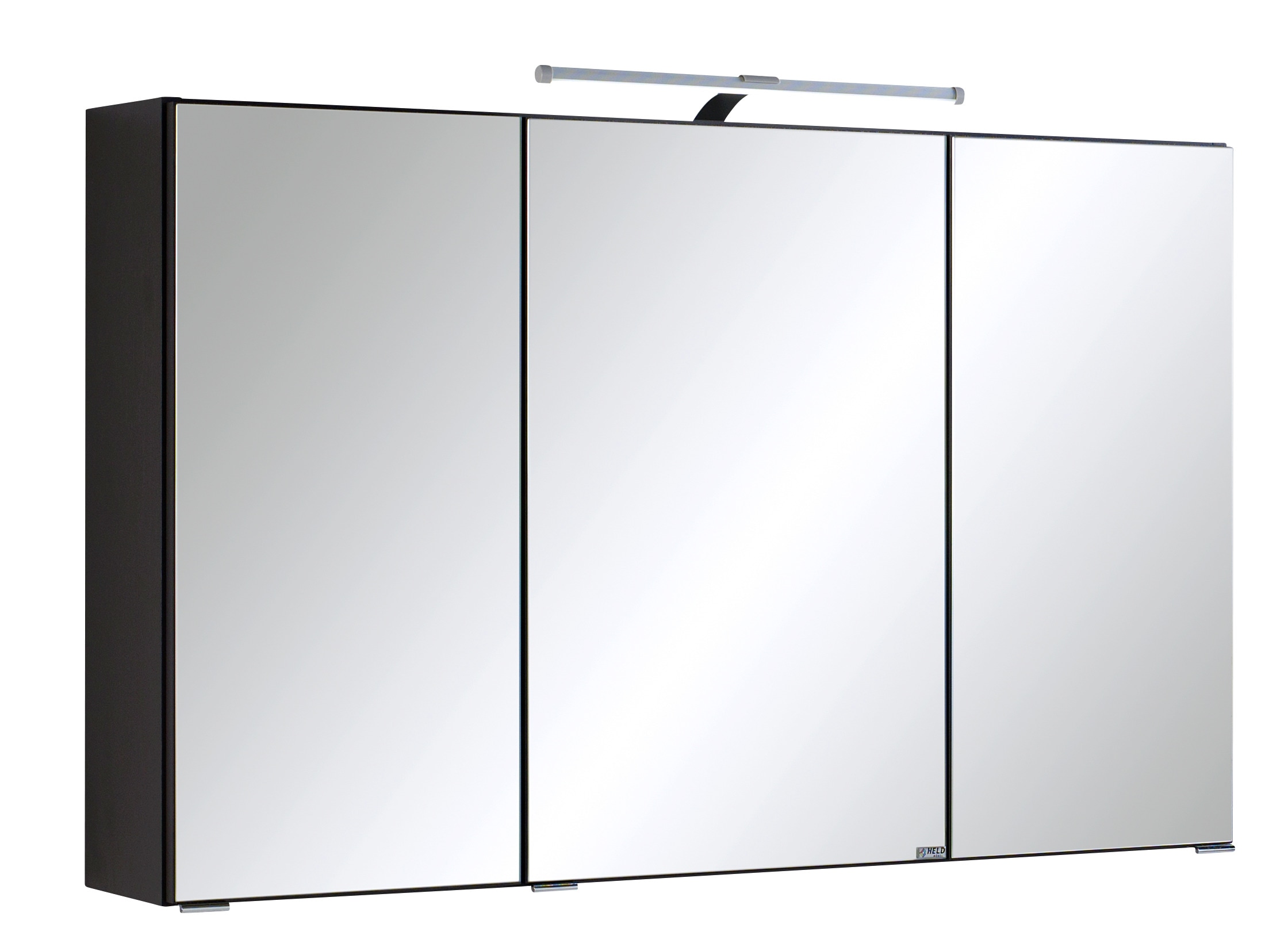 Spiegelschrank WELLTIME "Cardiff", grau (graphitfarben), B:100cm H:64cm T:20cm, Spanplatte, Schränke, Breite 100 cm, mit Schalter und Steckdose Image