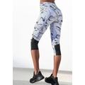 Caprileggings LASCANA ACTIVE "-Sporthose White Marble" Gr. 32/34, N-Gr, schwarz (weiß, marmoriert, schwarz) Damen Hosen Yogahosen