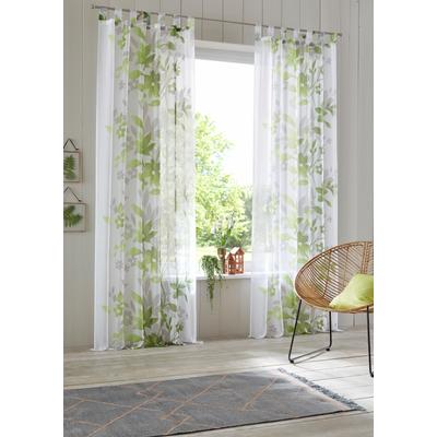 Gardine HOME AFFAIRE "Ina" Gr. 5, grün, B:144cm H:265cm, Voile, Polyester, Gardinen, 2-er Set, einseitig floral bedruckt, Voile, Blumen Image