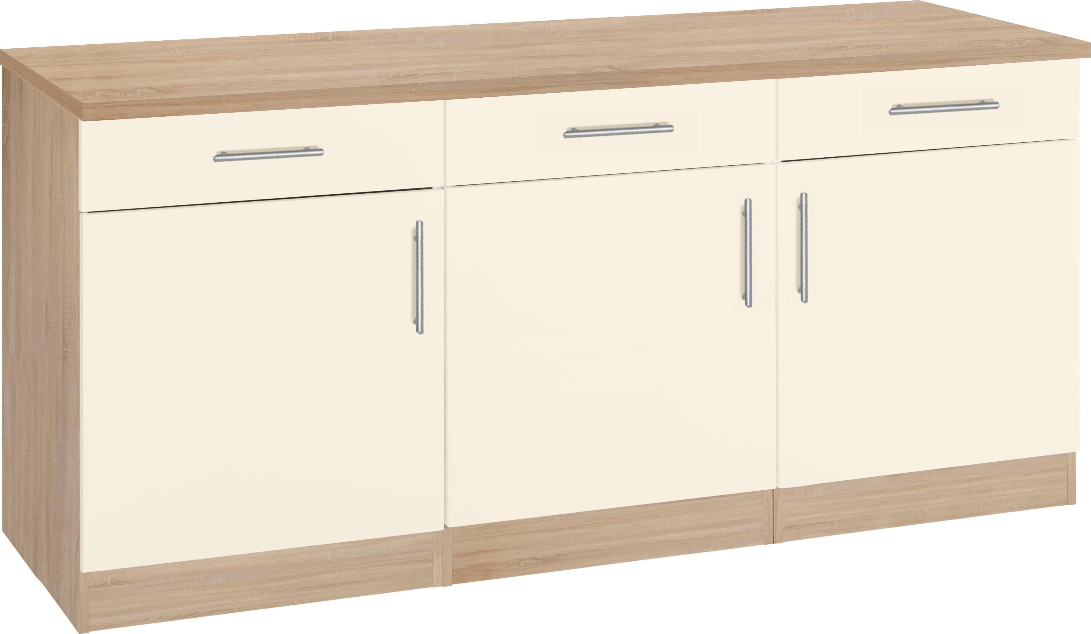 Unterschrank WIHO KÜCHEN "Kiel", beige (front: magnolia, korpus und arbeitsplatte: sonoma eiche), B:180cm H:85cm T:60cm, Schränke, Unterschrank, 180 cm breit
