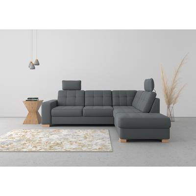 Ecksofa SIT & MORE "Quincy L-Form", grau (dunkelgrau), B:249cm H:82cm T:213cm, Sofas, wahlweise mit Bettfunktion und Bettkasten Image