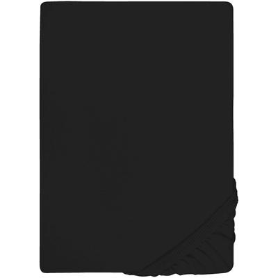 Spannbettlaken BIBERNA "Conny", schwarz, B:90-100cm L:190-220cm, Jersey-Elasthan, Obermaterial: 95% Baumwolle, 5% Elasthan, Laken, hochwertiges Jersey-Elasthan geeignet für Wasser- und Boxspringbetten Image