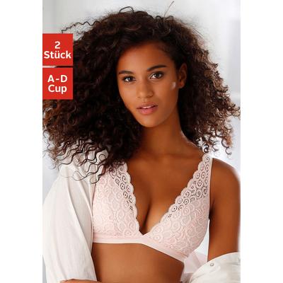 Bralette-BH PETITE FLEUR, Damen, Gr. 80, Cup C, rosa (puder, schwarz), Spitze, Obermaterial: 90% Polyamid, 10% Elasthan,