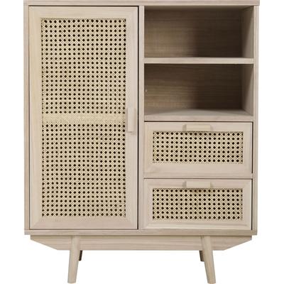 Sideboard SALESFEVER, beige (natur), B:70cm H:85cm T:36cm, MDF, Furnier, Geflecht Rattan, Sideboards, Kommode, Tür und Schubladenfronten aus Rattangeflecht, Wiener Geflecht Image