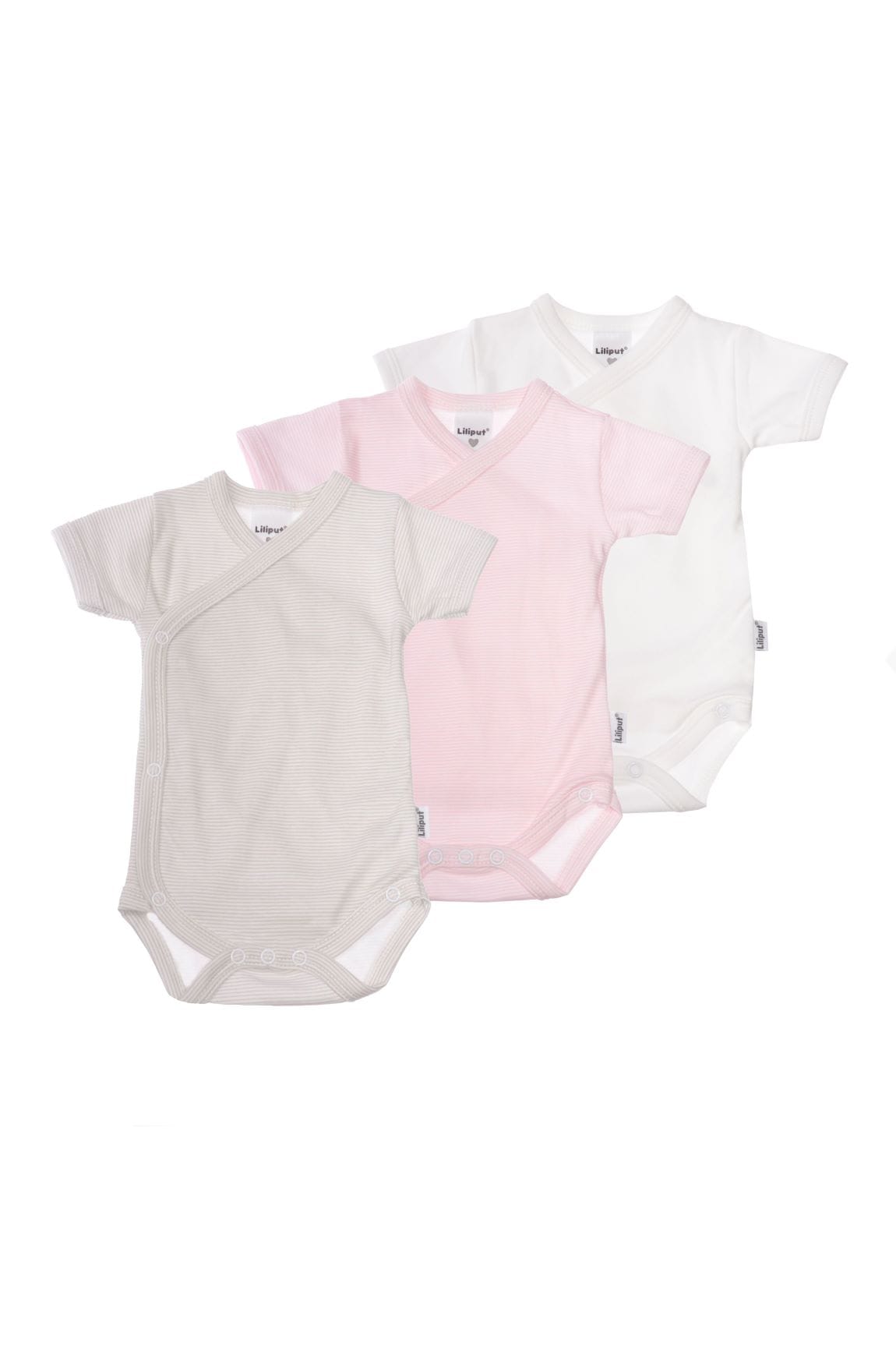 Body LILIPUT, Jungen, Gr. 50/56, EURO-Größen, grau (weiß, grau), 100% Baumwolle, mehrfarbig, kurz, Bodys Body, im praktischen 3er-Pack