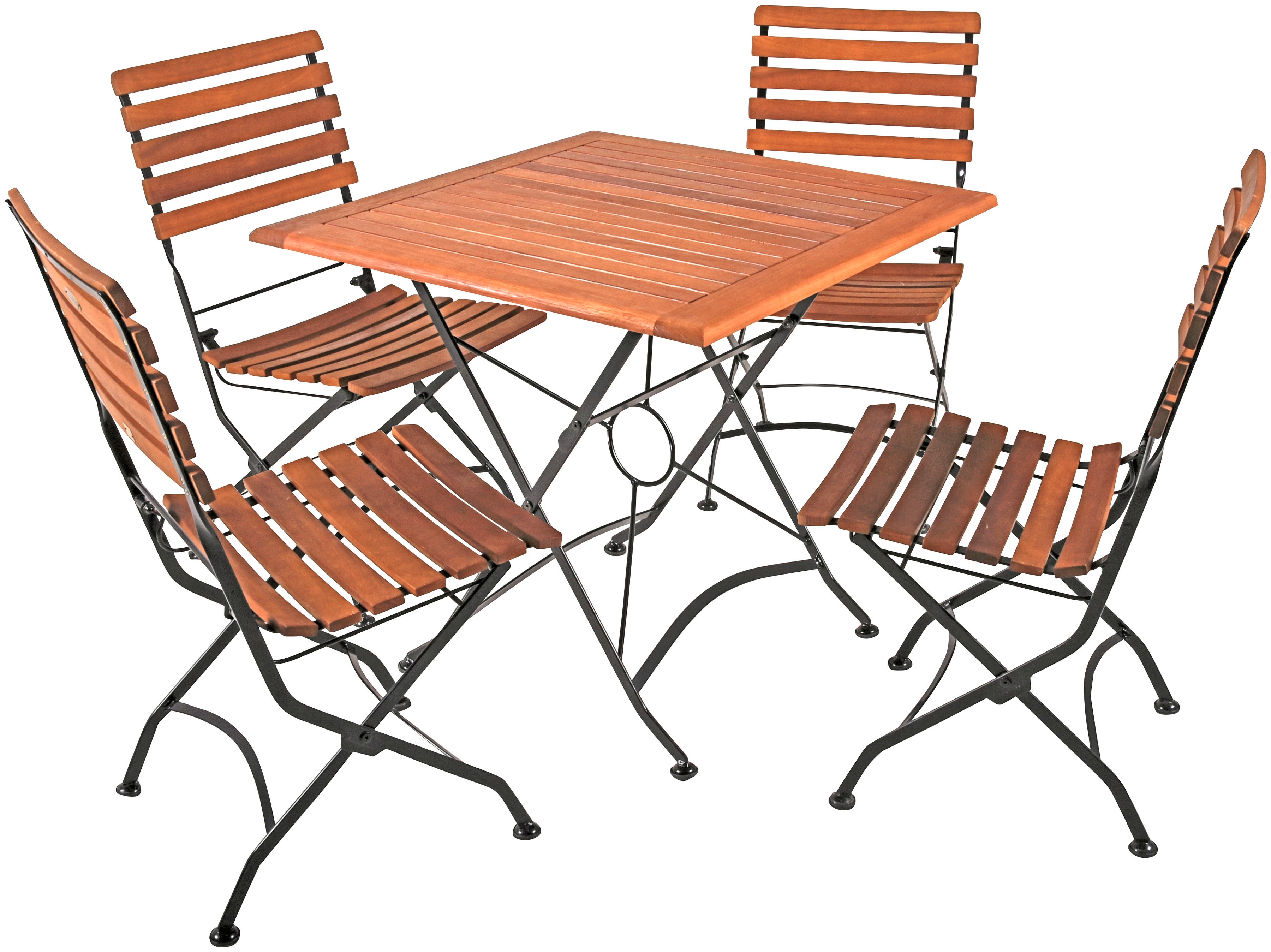 Garten-Essgruppe GARDEN PLEASURE "WIEN", braun (braun, braun, schwarz), B:180cm H:89cm T:180cm, FSC-zertifiziertes Massivholz, Stahl, Sitzmöbel-Sets