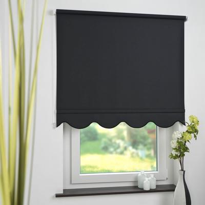Seitenzugrollo LIEDECO Gr. 14, schwarz, B:192cm H:180cm, Polyester, Rollos, Volantrollo - Volant Klassik, Fixmaß Image