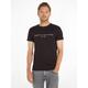 T-Shirt TOMMY HILFIGER "TOMMY FLAG HILFIGER TEE", Herren, Gr. L (52), schwarz (jet schwarz), Single Jersey, Obermaterial: 100% Baumwolle, casual, normal, Rundhals, Kurzarm, Shirts