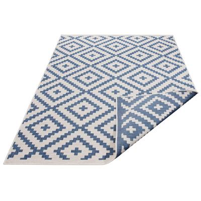 Teppich MY HOME "Ronda Wendeteppich" Gr. 3, blau (blau, creme), B:120cm H:5mm L:170cm, Kunstfaser, Teppiche, Sisal-Optik, Flachgewebe, In- und Outdoor, geometrisches Boho Design Image