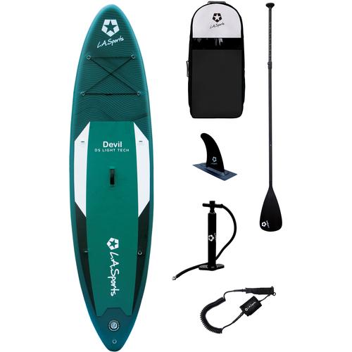 „Inflatable SUP-Board L.A. SPORTS „“Devil““ Wassersportboards Gr. 10’10 330 cm, grün (türkisgrün, blaugrün) Stand Up Paddle“