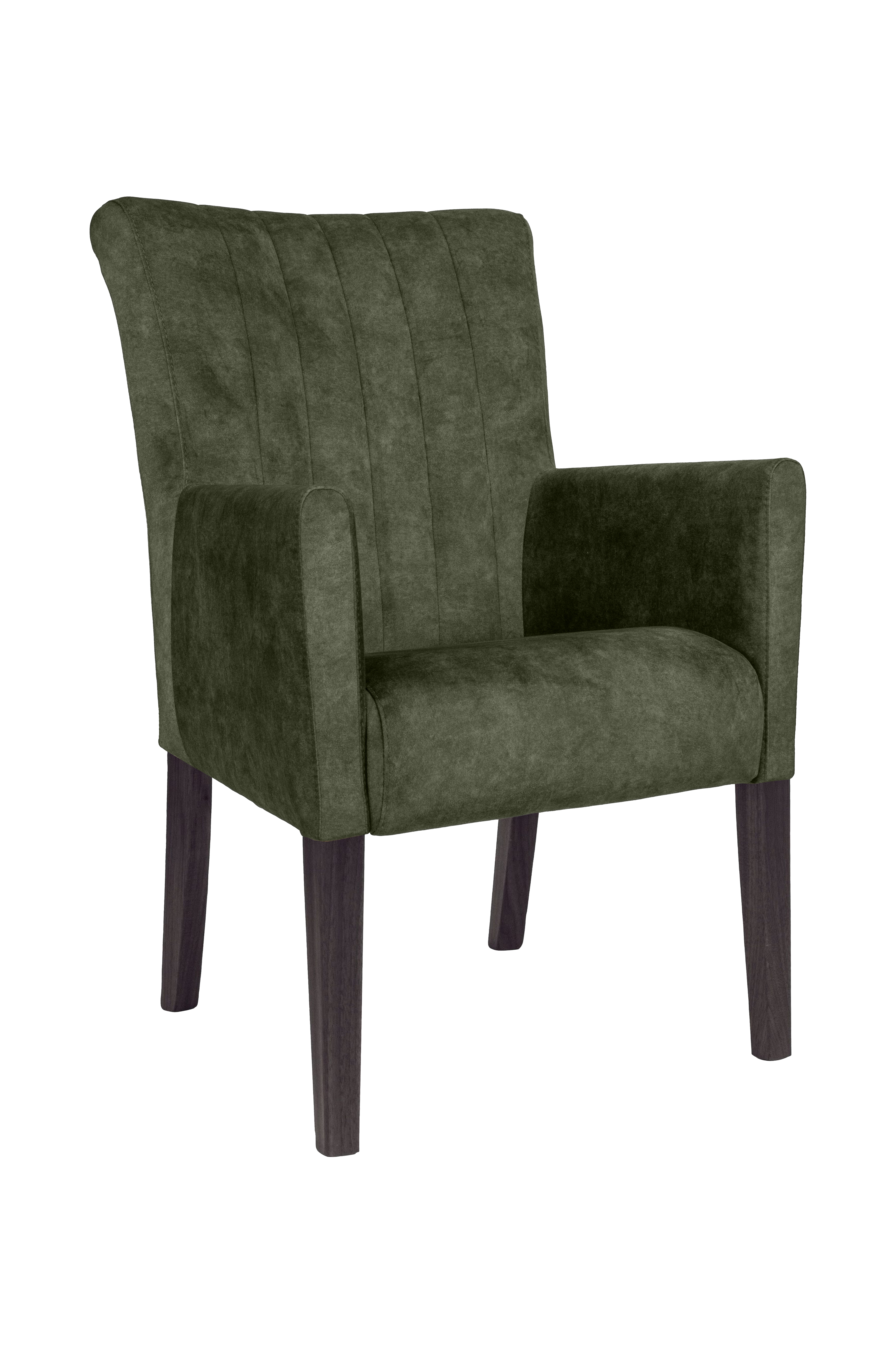 Armlehnstuhl HOME AFFAIRE "King", grün (waldgrün, buche wenge), B:60cm H:92cm T:65cm, Massivholz, Polyester, Stühle, Armlehnstuhl, Esszimmerstuhl, Beingestell Massivholz Eiche oder Buche wengefarben