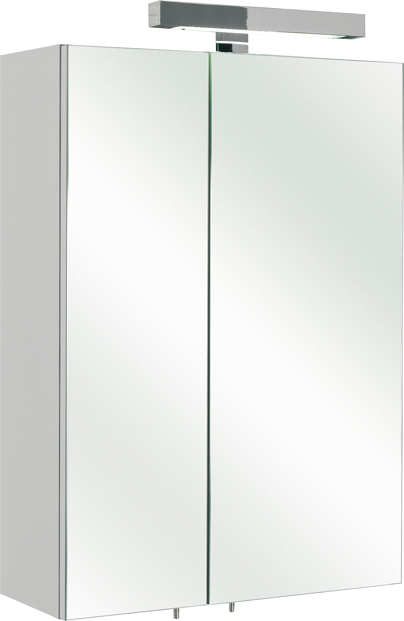 Spiegelschrank SAPHIR "Quickset 311 Badschrank, 2 Spiegeltüren, 2 Einlegeböden, 50 cm breit", weiß (weiß glanz), B:50cm H:70cm T:20cm, Spanplatte, Schränke, inkl. LED-Beleuchtung, Schalter-/Steckdosenkombination Image
