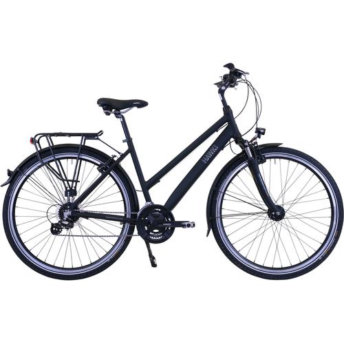 „Trekkingrad HAWK BIKES „“HAWK Trekking Lady Premium Black““ Fahrräder Gr. 48 cm, 28 Zoll (71,12 cm), schwarz Fahrräder“