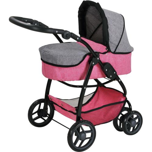 „Kombi-Puppenwagen KNORRTOYS „“Coco – Jeans Grey““ Puppenwagen grau (jeans grey) Kinder Puppenwagen -trage 2-in-1″