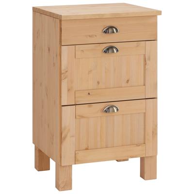 Unterschrank HOME AFFAIRE "Oslo", beige (natur gebeizt, gewachst), B:50cm H:85cm T:60cm, Massivholz, Schränke, 50 cm breit, in 2 Tiefen, mit 23 mm Arbeitsplatte, 3 Schubladen Image
