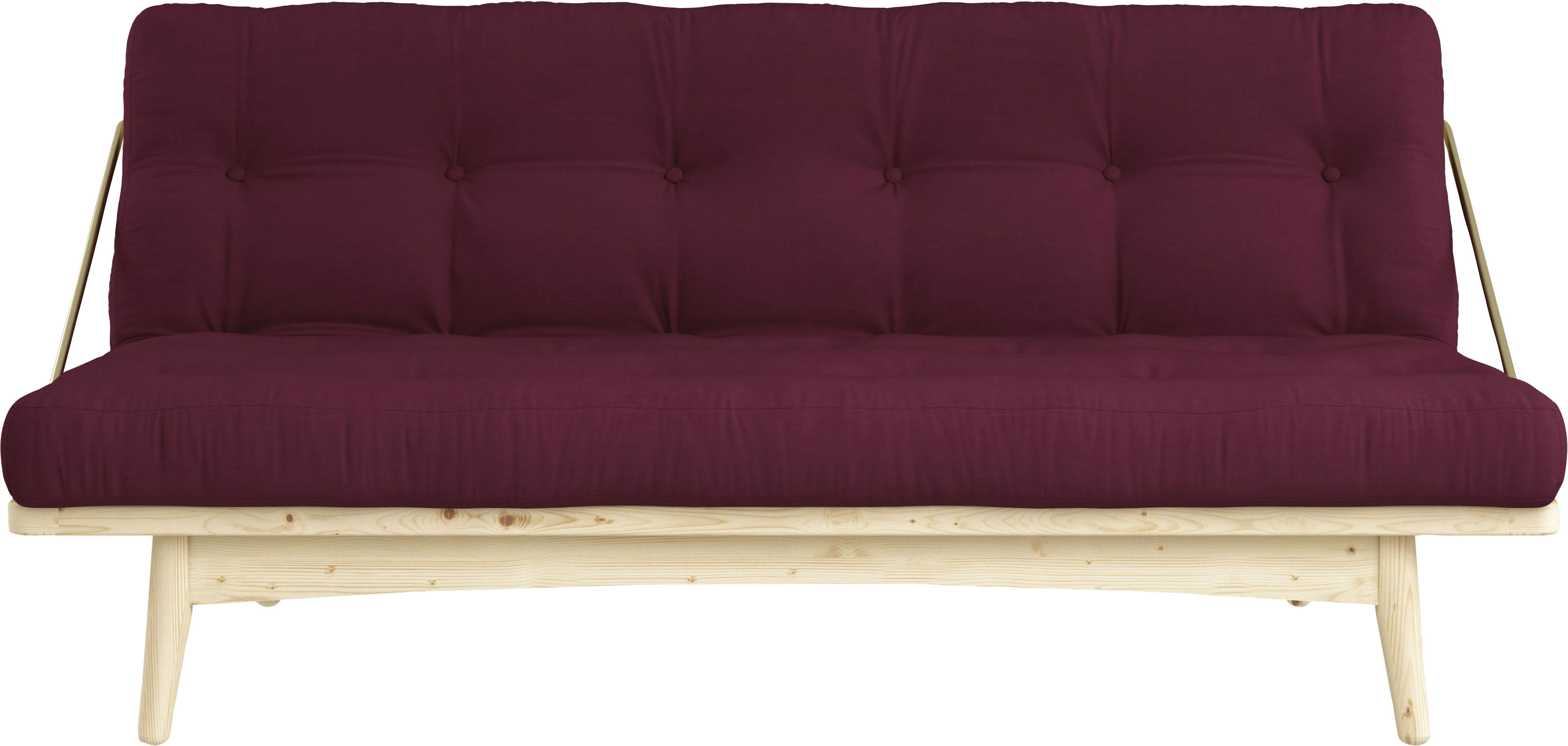 Schlafsofa KARUP DESIGN "Folk", rot (bordeaux), B:190cm H:90cm T:130cm, 80% Baumwolle + 20% polyester, Sofas, aus massiven Kiefernholz, inkl. Futonmatratze