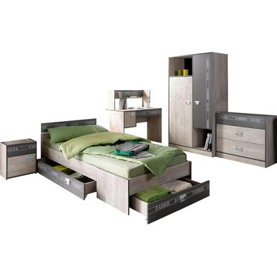 Jugendzimmer-Set PARISOT "Fabric", grau (eschefarben, grau), Schlafzimmermöbel-Sets, wahlweise mit Aufbauservice, Topseller