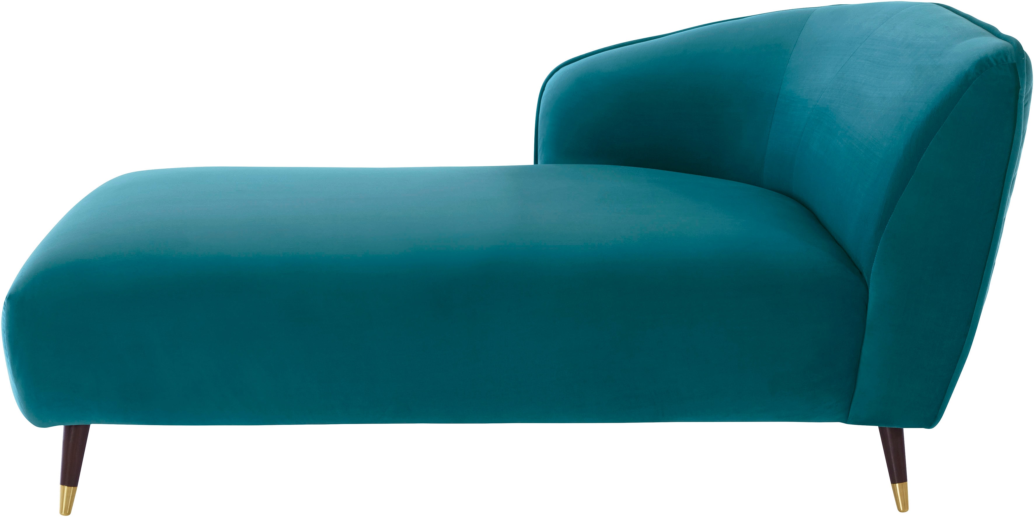 Recamiere HOME AFFAIRE "Oradea", blau (petrol), B:160cm H:78cm T:91cm, Samtoptik (100% Polyester), Sofas, Longchair, mit eleganter Steppung auf Rückseite der Rückenlehne