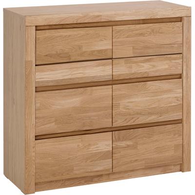 Kommode HOME AFFAIRE "Silkeborg", braun (eiche teilmassiv), Holzwerkstoff eichefarben (Korpus) / Massivholz Eiche (Front), Holz teilmassiv, Sideboards, Breite 90 cm Image