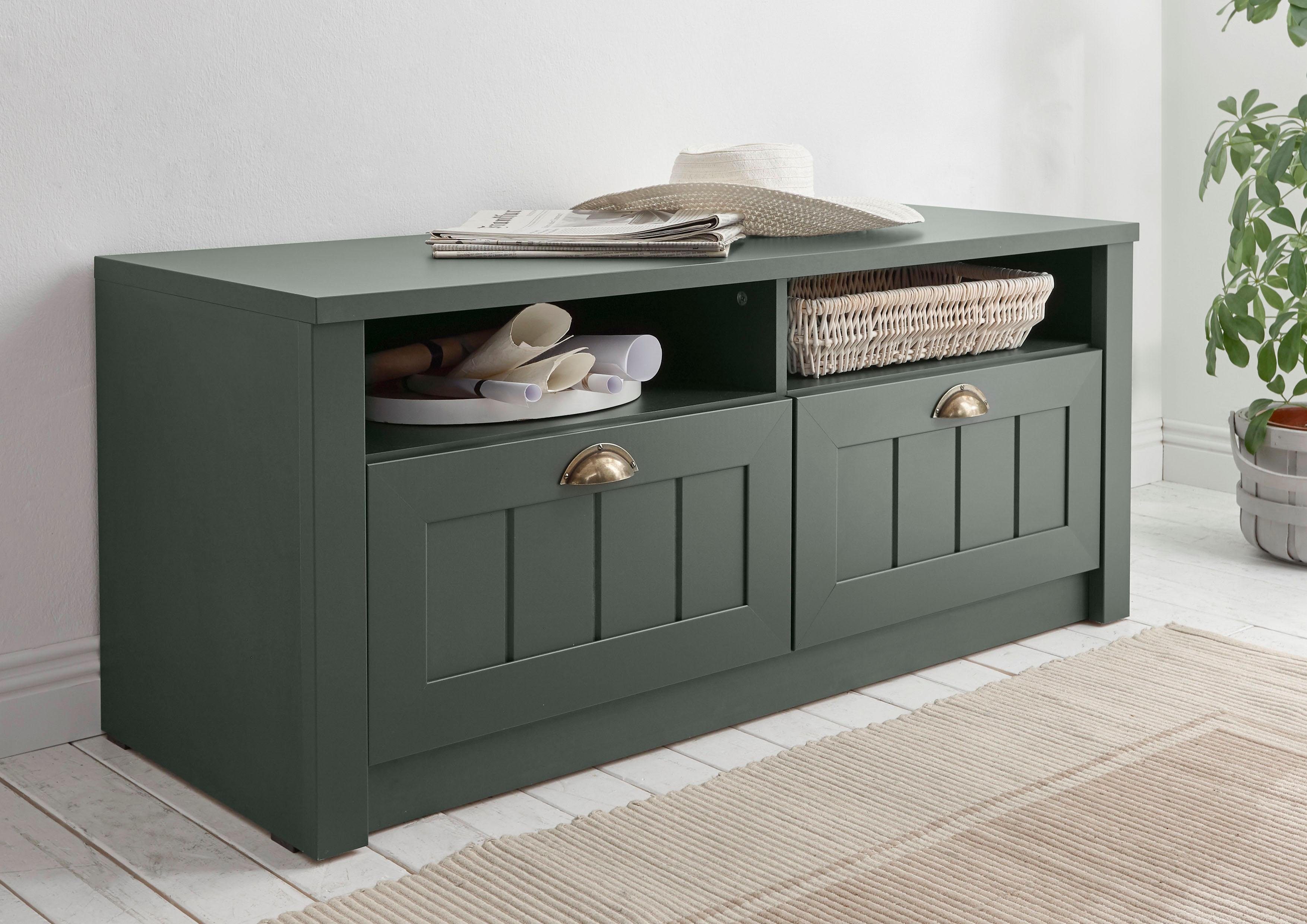 Schuhschrank HOME AFFAIRE "ASCOT", grün, B:110cm H:47cm T:43cm, Schränke, Schuhschrank, Breite ca. 110 cm