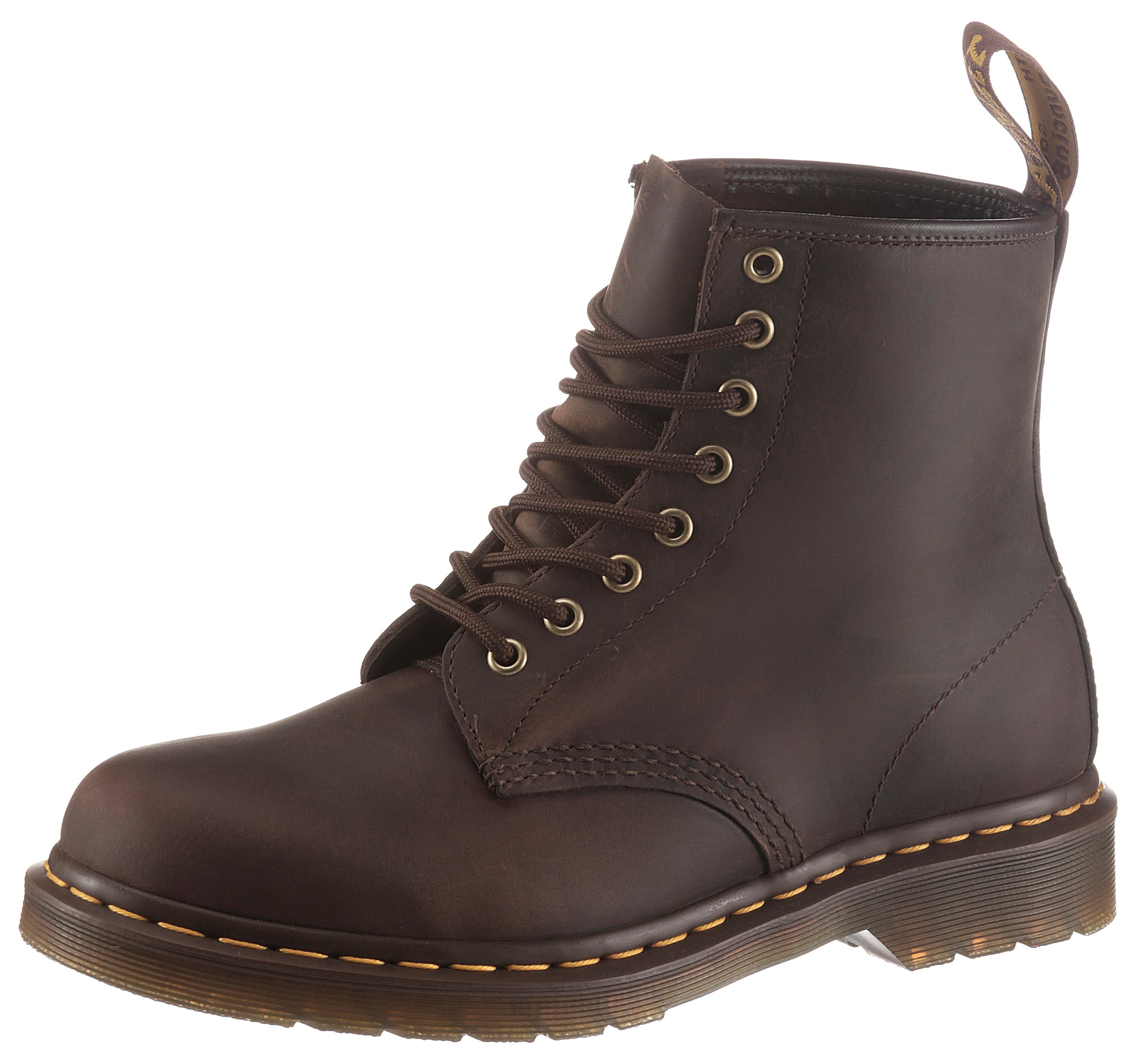 Schnürstiefel DR. MARTENS "8 Eyes Boot 1460 Crazy Horse", Herren, Gr. 44, braun (dunkelbraun), Leder, Schuhe Schnürstiefel, Boots, Stiefel mit Lederinnensohle - schmale Form