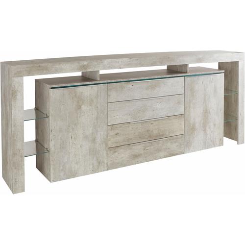 „Sideboard BORCHARDT MÖBEL „“Lima““ Sideboards Gr. B: 220 cm, grau (beton, optik) Sideboards (192 oder 220 cm)“
