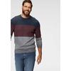 Rundhalspullover MAN'S WORLD "Bis Größe 5 XL", Herren, Gr. M (48/50), weiß (marine, rot, weiß), Strick, Obermaterial: 50% Baumwolle, 50% Polyacryl, meliert, casual, regular fit, Rundhals, Langarm Rippstrickbündchen, Pullover, mehrfarbig