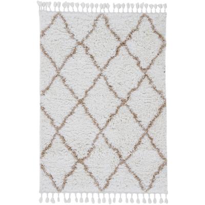 Hochflor-Teppich CARPETFINE "Eddy", beige, B:120cm H:30mm L:170cm, Polyester, Teppiche, Fransenteppich, Shaggy, auch als Läufer und in quadratisch, mit Fransen, Wohnzimmer Image