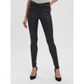 Stretch-Hose VERO MODA "VMSEVEN COATED" Gr. L, Länge 34, schwarz (black) Damen Hosen 5-Pocket-Hose Röhrenhosen