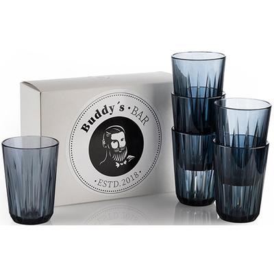 Becher BUDDY'S "Buddy´s Bar", grau (grau, dunkelgrau, schwarz), B:7cm H:9,5cm Ø:7cm, Kunststoff, Trinkgefäße, 6er Set, Tritan Kunststoff, Kristallglas-Optik, wiederverwendbar Image