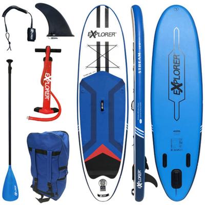 SUP-Board EXPLORER "Stream 10.2" Wassersportboards Gr. 310x85x15cm 310cm, bunt (blau/weiß/rot) Wassersportboards