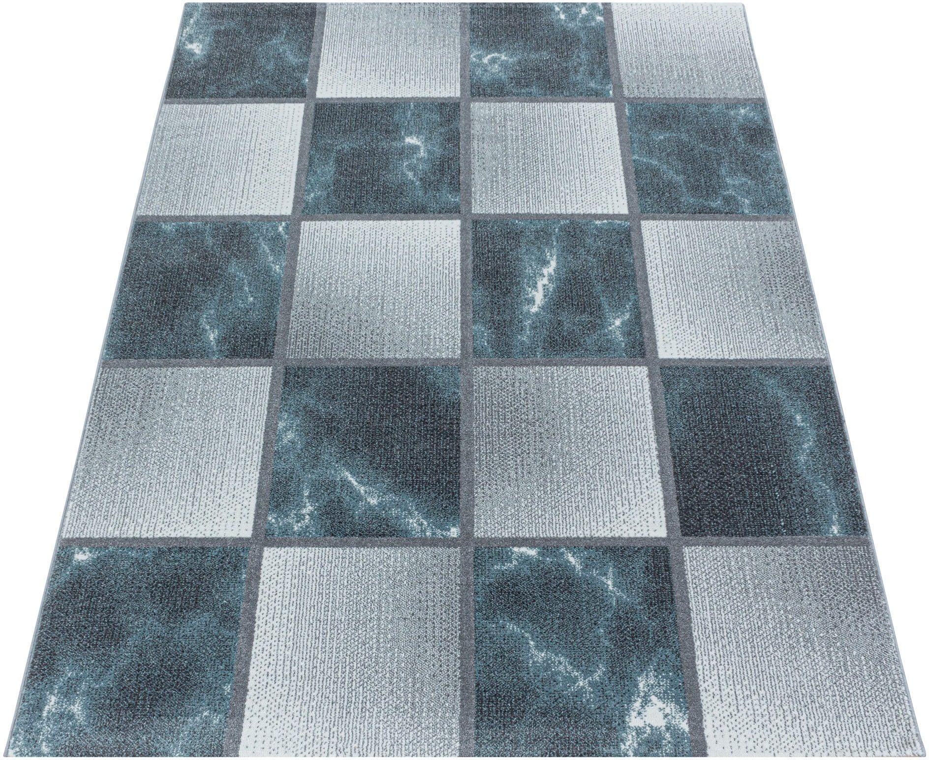 Teppich AYYILDIZ TEPPICHE "OTTAWA 4201", blau, B:140cm H:8mm L:200cm, Polypropylen (PP), Teppiche, Karo Muster, Kurzflor, Wohnzimmer Image