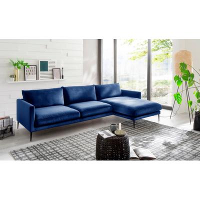 Polsterecke TRENDS BY HG "Svea L-Form", blau, B:288cm H:80cm T:155cm, Sofas, Recamiere rechts oder links, mit Metallfuß, frei im Raum stellbar Image