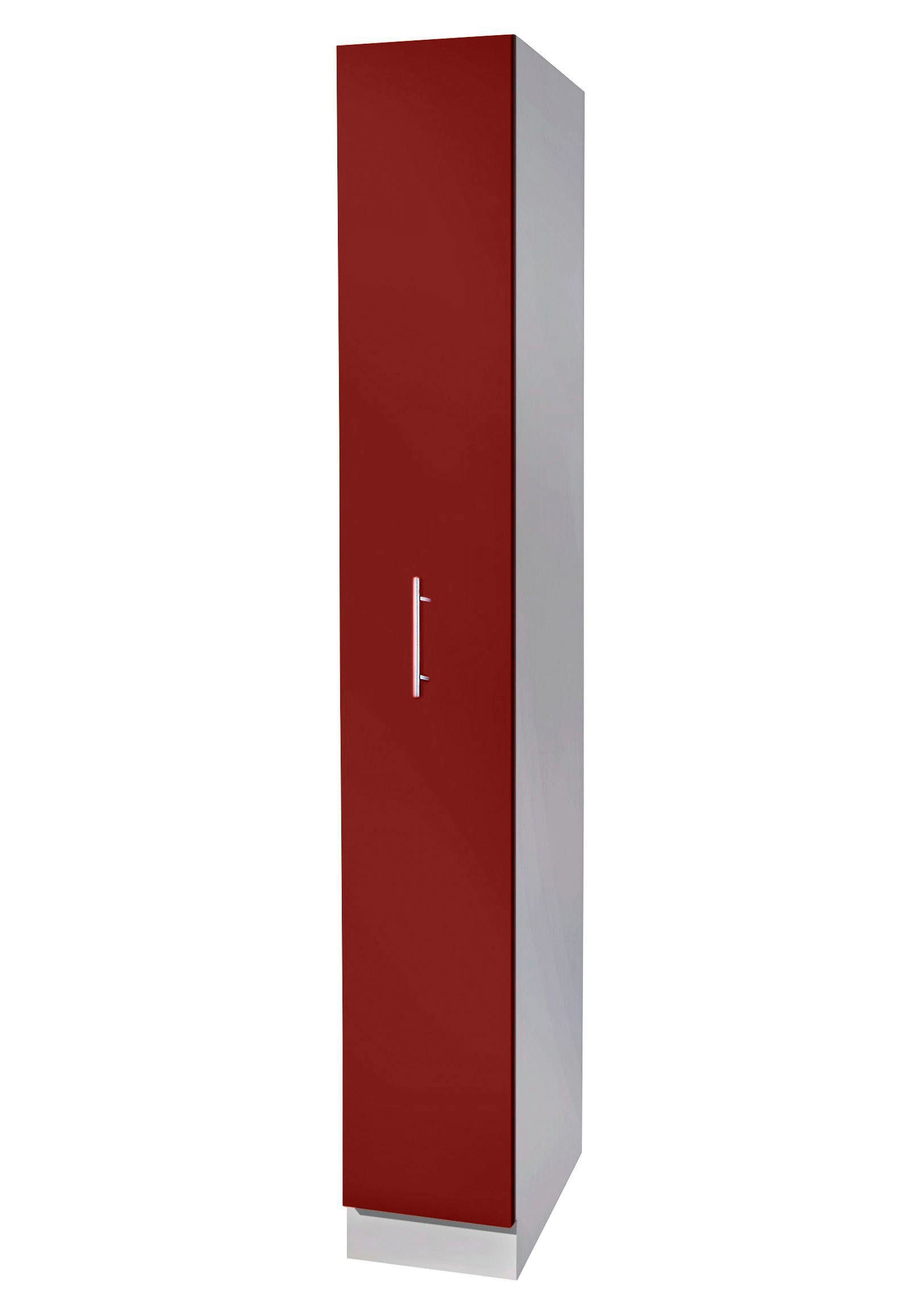 Apothekerschrank WIHO KÜCHEN "Kiel", rot (front: burgund, korpus: steel grau), B:30cm H:200cm T:57cm, Schränke, Apothekerschrank, Auszug mit 4 Ablagefächern