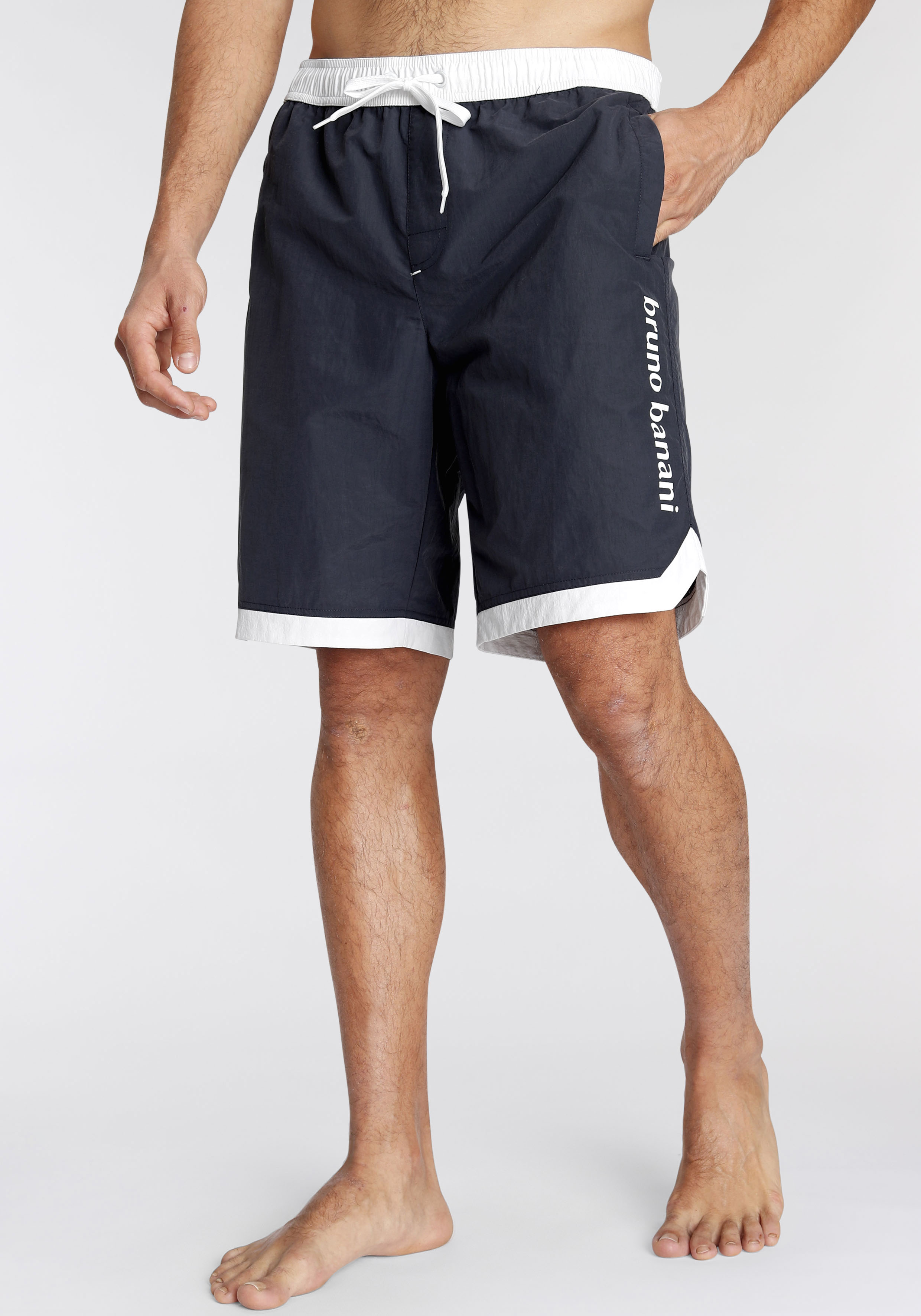 Boardshorts BRUNO BANANI "aus recyceltem Material", Herren, Gr. M (48/50), N-Gr, blau (navy (shorts aus nachhaltigem material)), Obermaterial: 100% Polyamid. Futter: 100% Polyester, bequem kurz, Hosen Boardshort Image
