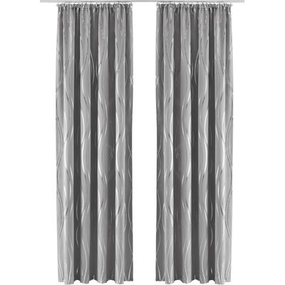 Vorhang "Prag" Gr. 1, grau (silbergrau), B:130cm H:145cm, Polyester, GUIDO MARIA KRETSCHMER HOME & LIVING, Gardinen, Verdunkelungsvorhang, Foliendruck mit Wellen, democratichome Edition Image