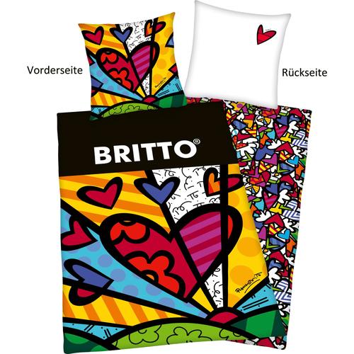 "Wendebettwäsche DISNEY BY BRITTO ""Britto"" Bettwäsche Gr. B/L: 135 cm x 200 cm (1 St.), B/L: 80 cm x 80 cm (1 St.), Renforcé, bunt Renforcé-Bettwäsche mit tollem Motiv"