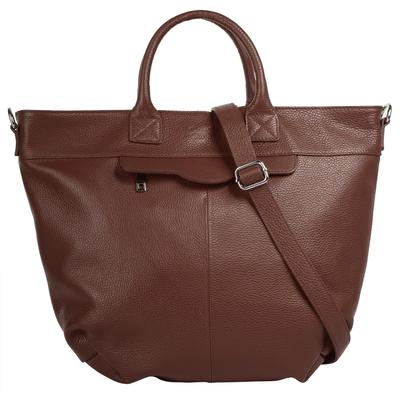 Henkeltasche SAMANTHA LOOK, Damen, Gr. B/H/T: 43cm x 29cm x 11cm onesize, braun, Leder, unifarben, leicht glänzend, Taschen, echt Leder, Made in Italy Image