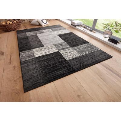 Teppich MY HOME "Melvin" Gr. 3, schwarz, B:120cm H:8mm L:180cm, Kunstfaser, Teppiche, schön weich, Kurzflor Teppich Karo-Muster Image