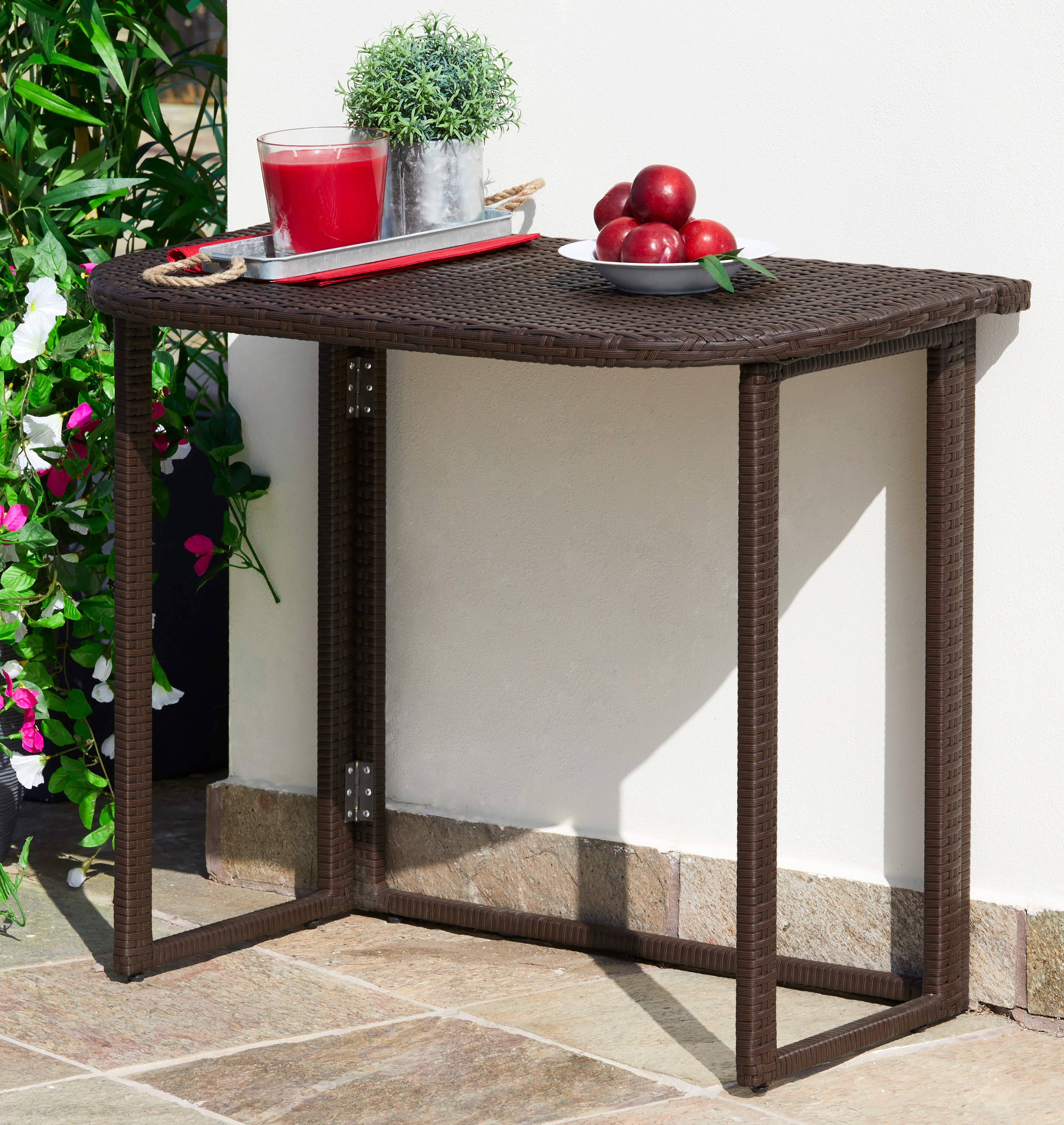 Gartentisch MERXX "Rattan", braun, B:50cm H:75cm T:90cm, Tische, 50x90 cm Image