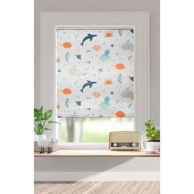 Verdunklungsrollo LÜTTENHÜTT "Ocean" Gr. 4, blau, B:70cm H:150cm, Polyester, Rollos, Fixmaß, Klemmfix, Meer, Tiere, Kinderrollo Image